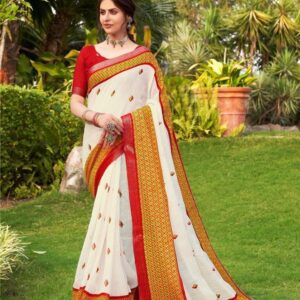 Latest Design Saree White Color